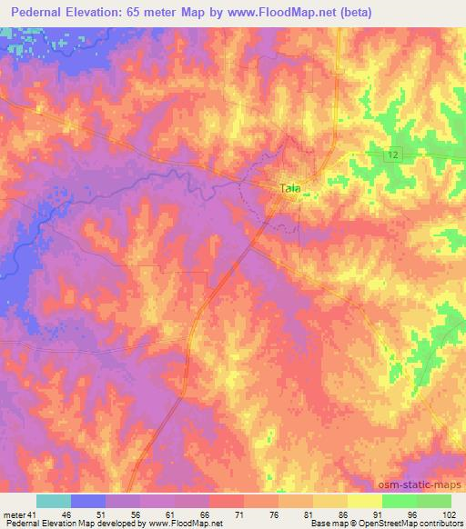 Pedernal,Uruguay Elevation Map