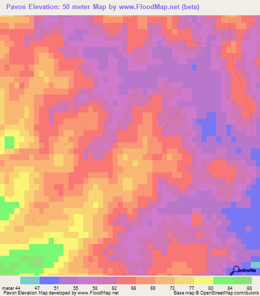 Pavon,Uruguay Elevation Map