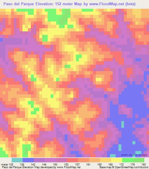 Paso del Parque,Uruguay Elevation Map