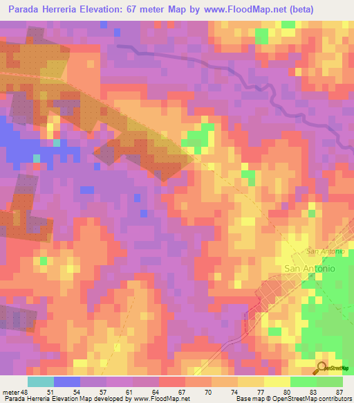 Parada Herreria,Uruguay Elevation Map