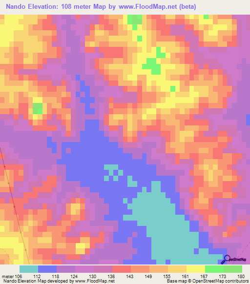 Nando,Uruguay Elevation Map