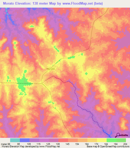 Morato,Uruguay Elevation Map