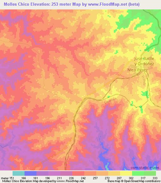 Molles Chico,Uruguay Elevation Map