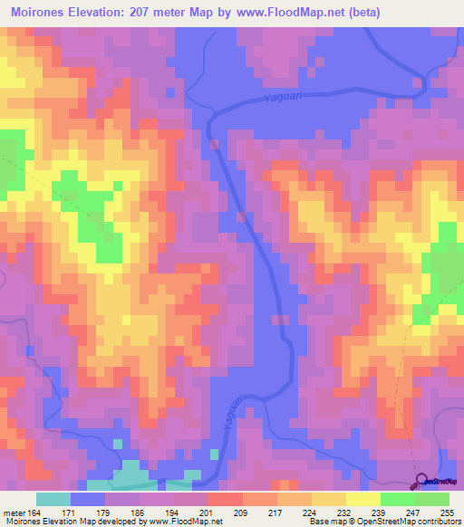 Moirones,Uruguay Elevation Map