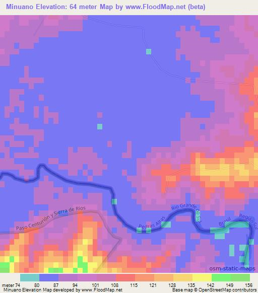 Minuano,Uruguay Elevation Map