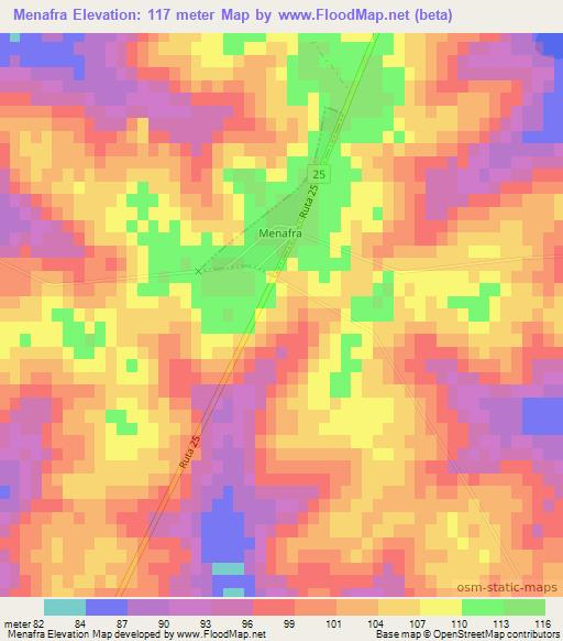 Menafra,Uruguay Elevation Map