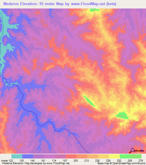 Mederos,Uruguay Elevation Map