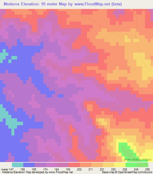 Mederos,Uruguay Elevation Map