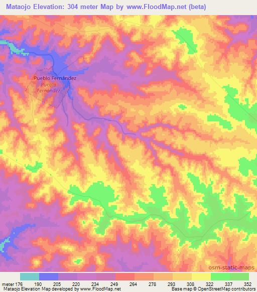 Mataojo,Uruguay Elevation Map