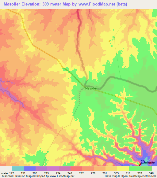 Masoller,Uruguay Elevation Map