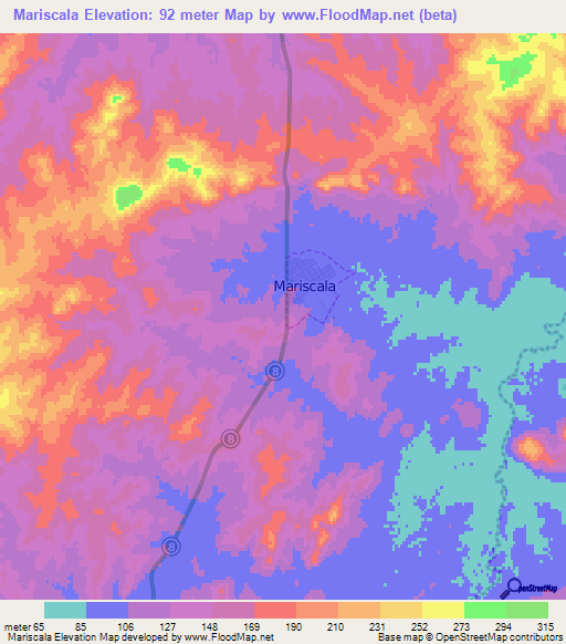 Mariscala,Uruguay Elevation Map