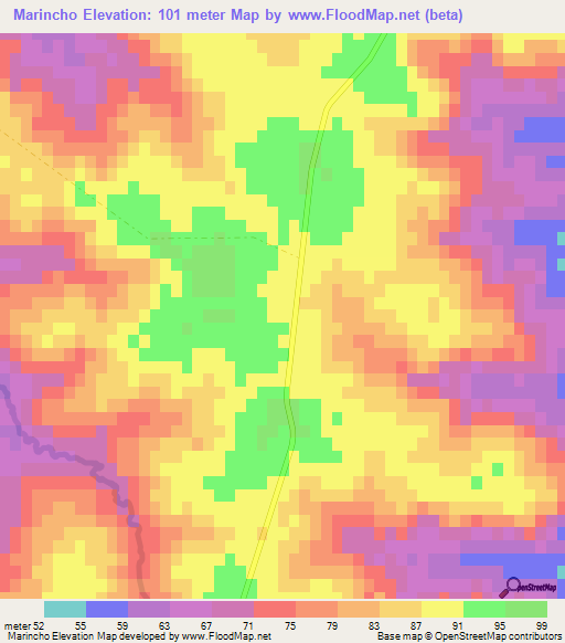 Marincho,Uruguay Elevation Map