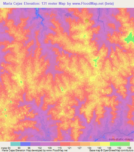 Maria Cejas,Uruguay Elevation Map