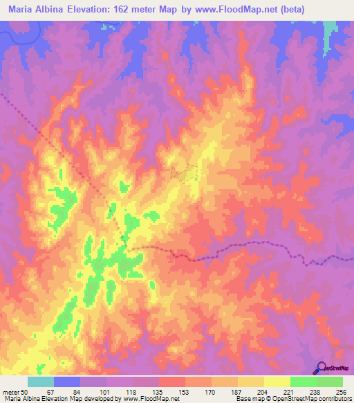 Maria Albina,Uruguay Elevation Map