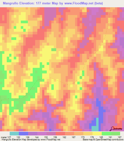 Mangrullo,Uruguay Elevation Map