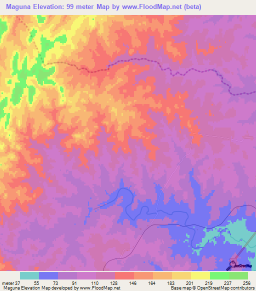Maguna,Uruguay Elevation Map