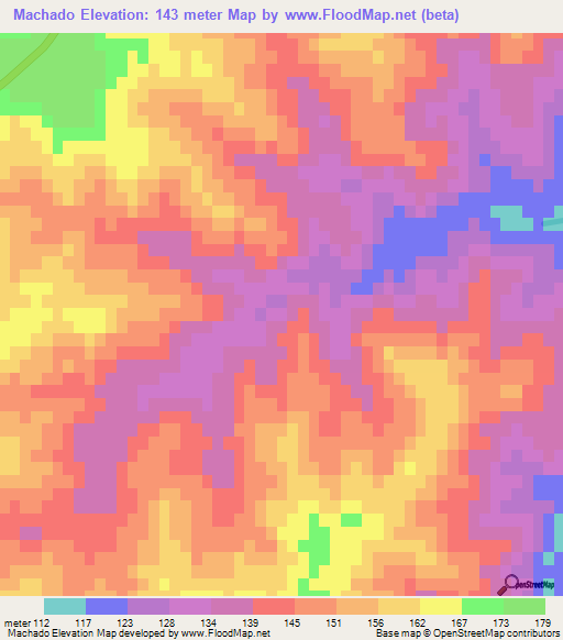 Machado,Uruguay Elevation Map