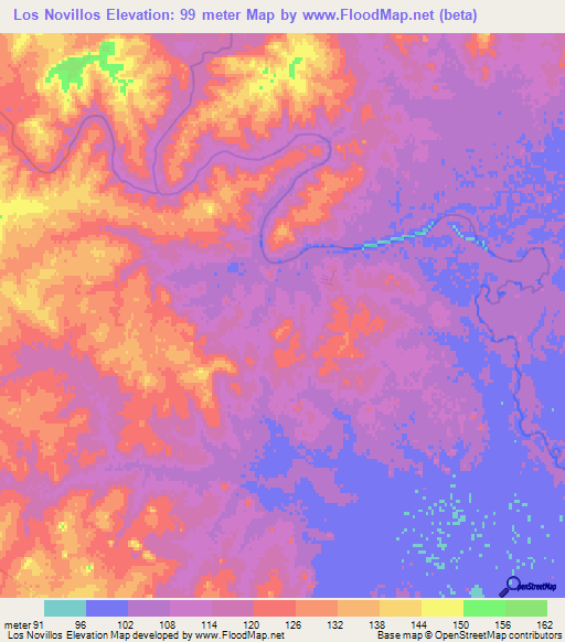 Los Novillos,Uruguay Elevation Map