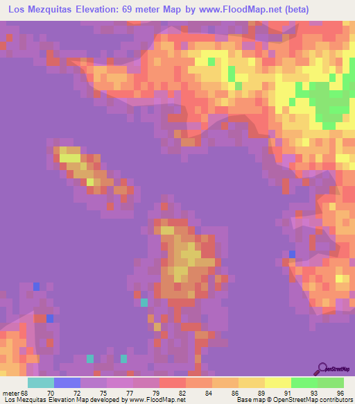 Los Mezquitas,Uruguay Elevation Map