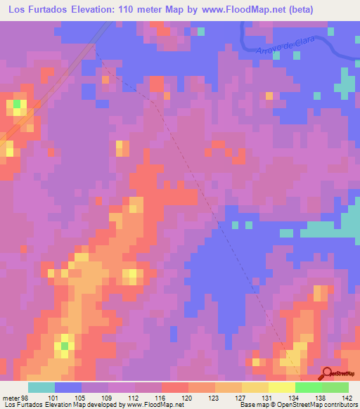 Los Furtados,Uruguay Elevation Map
