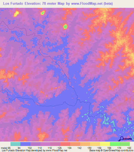 Los Furtado,Uruguay Elevation Map