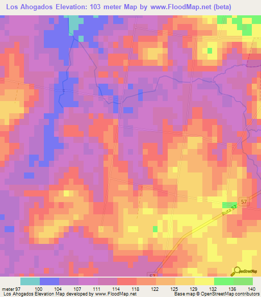Los Ahogados,Uruguay Elevation Map