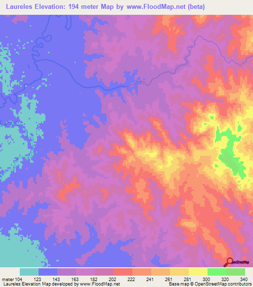 Laureles,Uruguay Elevation Map