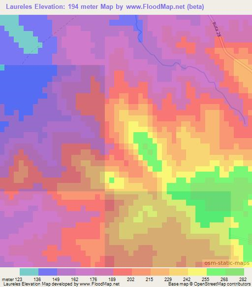 Laureles,Uruguay Elevation Map