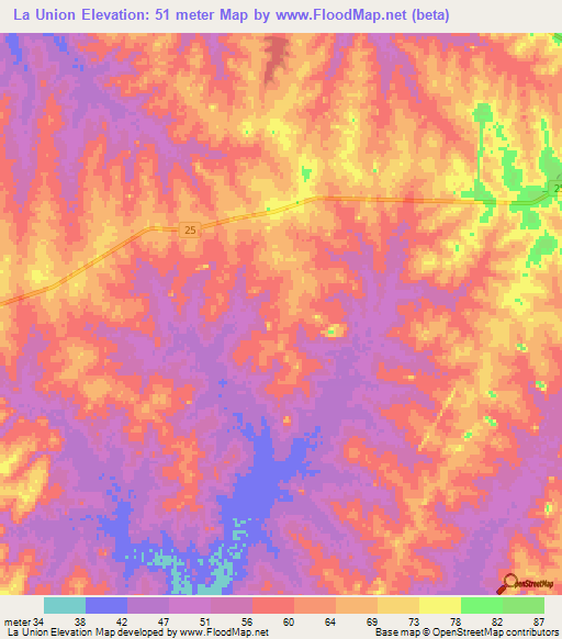 La Union,Uruguay Elevation Map