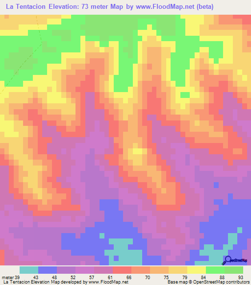 La Tentacion,Uruguay Elevation Map