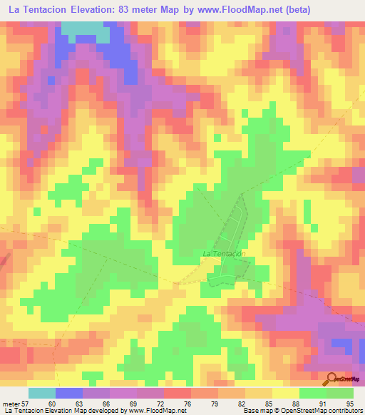 La Tentacion,Uruguay Elevation Map