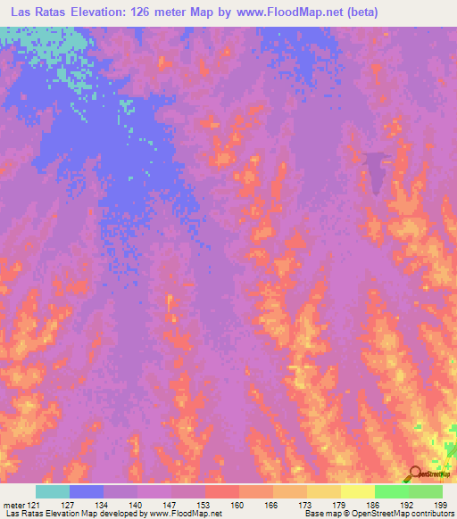 Las Ratas,Uruguay Elevation Map