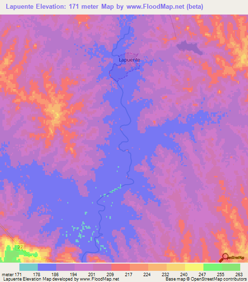 Lapuente,Uruguay Elevation Map