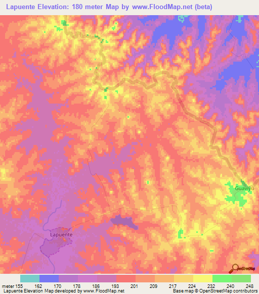 Lapuente,Uruguay Elevation Map