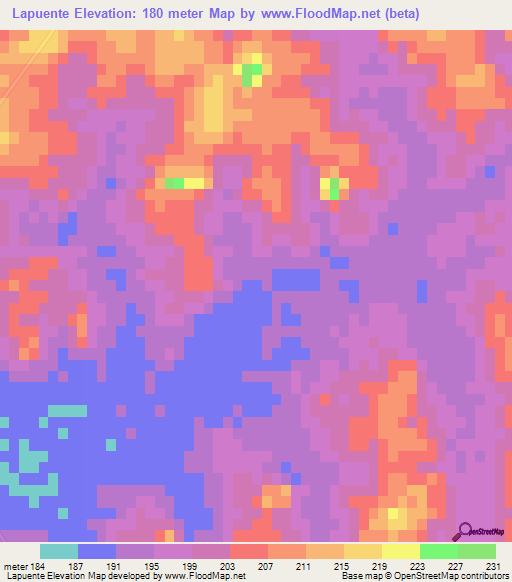 Lapuente,Uruguay Elevation Map
