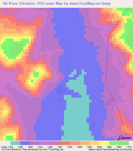 Ali K'eno,Ethiopia Elevation Map
