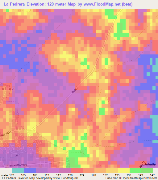 La Pedrera,Uruguay Elevation Map