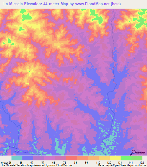 La Micaela,Uruguay Elevation Map