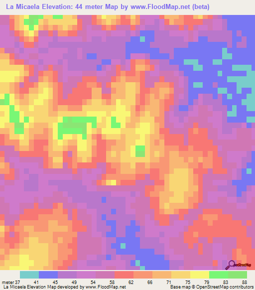La Micaela,Uruguay Elevation Map