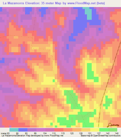 La Mazamorra,Uruguay Elevation Map