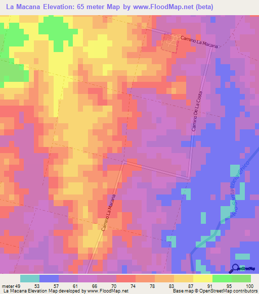 La Macana,Uruguay Elevation Map