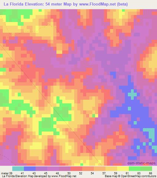 La Florida,Uruguay Elevation Map