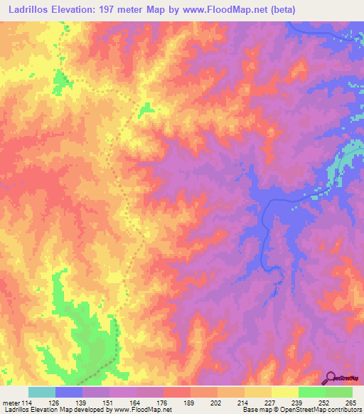 Ladrillos,Uruguay Elevation Map