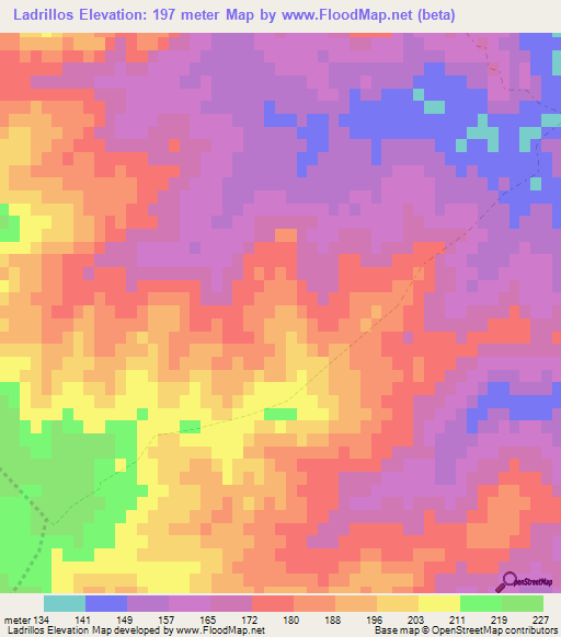 Ladrillos,Uruguay Elevation Map