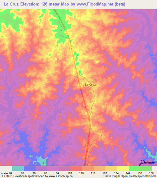 La Cruz,Uruguay Elevation Map