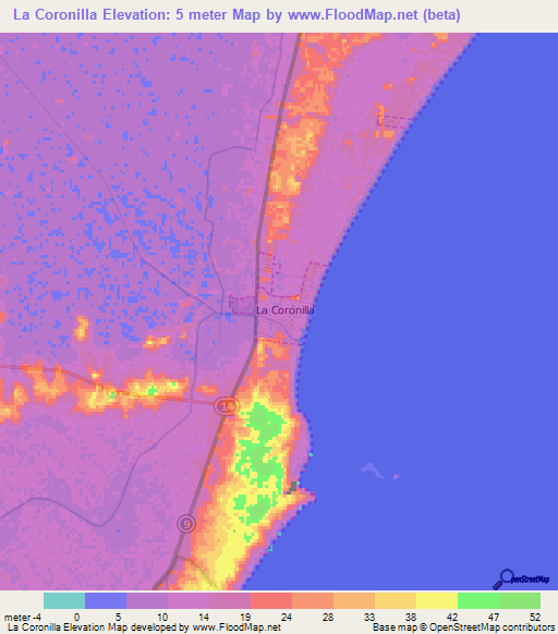 La Coronilla,Uruguay Elevation Map