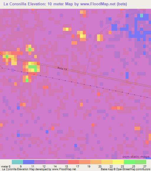 La Coronilla,Uruguay Elevation Map