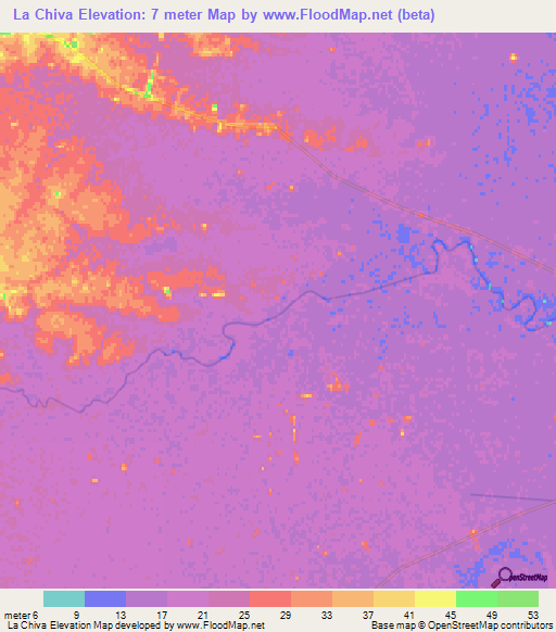 La Chiva,Uruguay Elevation Map