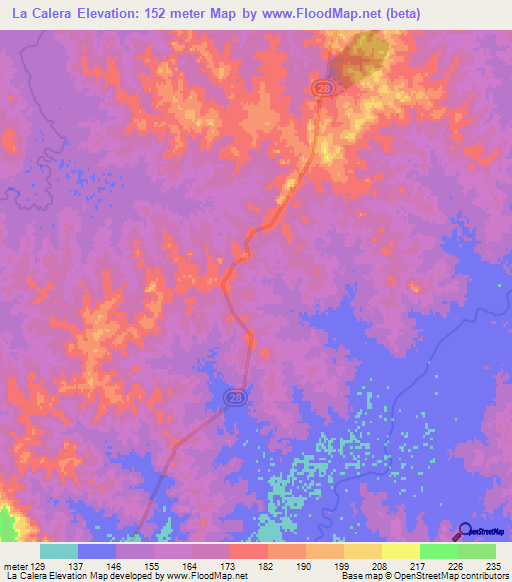 La Calera,Uruguay Elevation Map