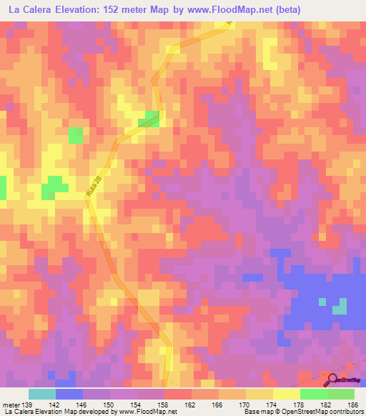 La Calera,Uruguay Elevation Map